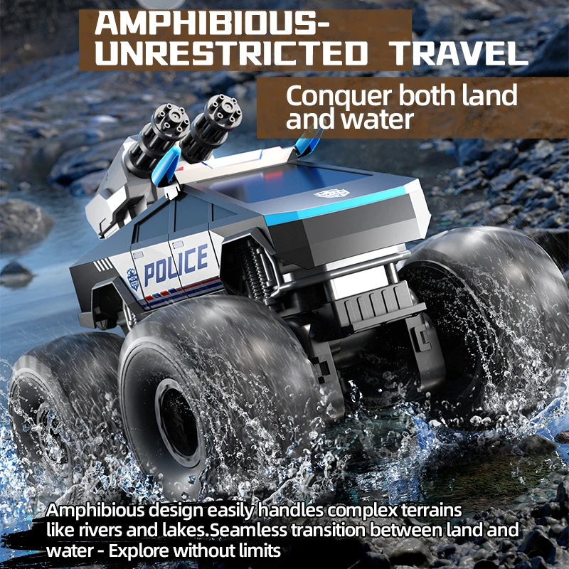 JJRC-coche anfibio RC con tracción en las cuatro ruedas, resistente al agua, Control remoto, vehículo acrobático giratorio, escalada, todoterreno, juguete, regalo de Navidad - imagen 4