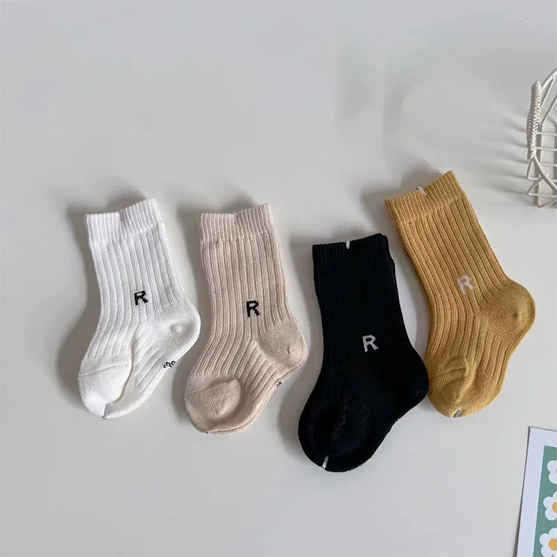 Calcetines con letras de moda coreana para bebés, niños y niñas, calcetines suaves transpirables, calcetines deportivos informales para niños pequeños de 0 a 6 años - imagen 3