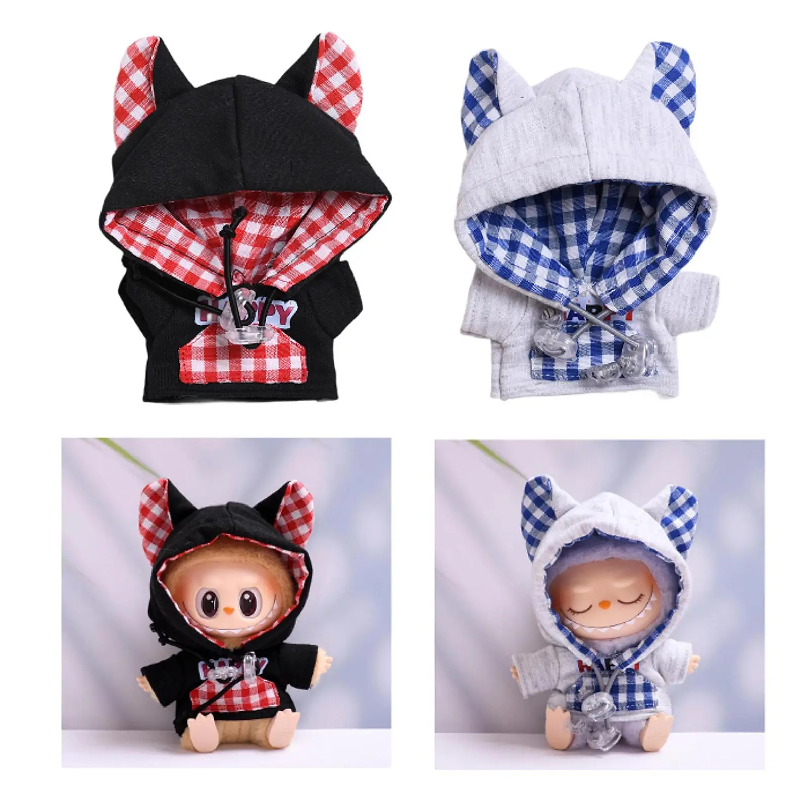 15/17cm Doll Clothes Hooded Sweatshirt Costumes Soft Stylish DIY Plush Doll Accessories Dress up Cartoon Doll Costume for Kids