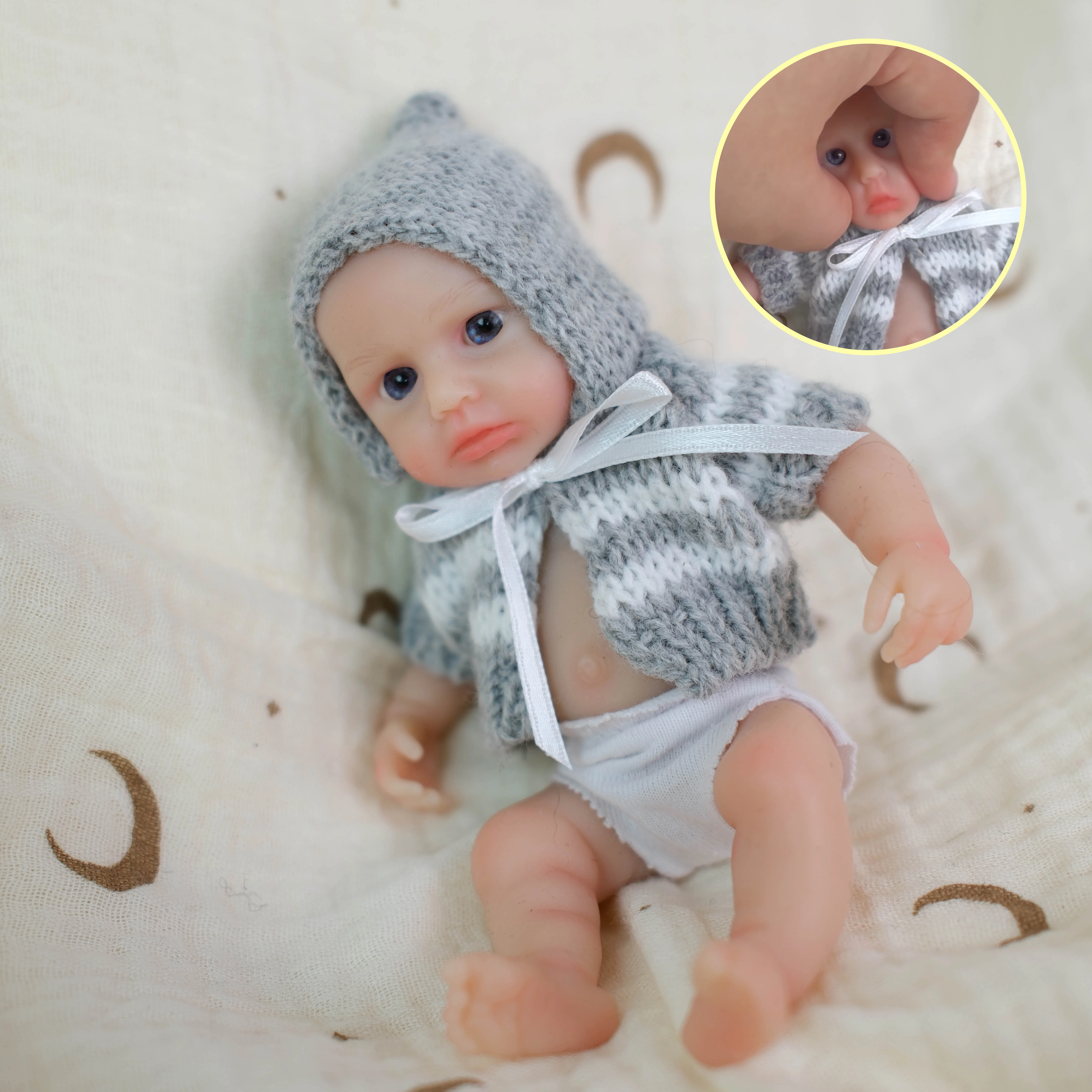 NPK 6 ''alta calidad Mini práctico bebé niño Loulou súper suave sólido platino silicona Flexible elástico Reborn muñeca suave al tacto regalo - imagen 2