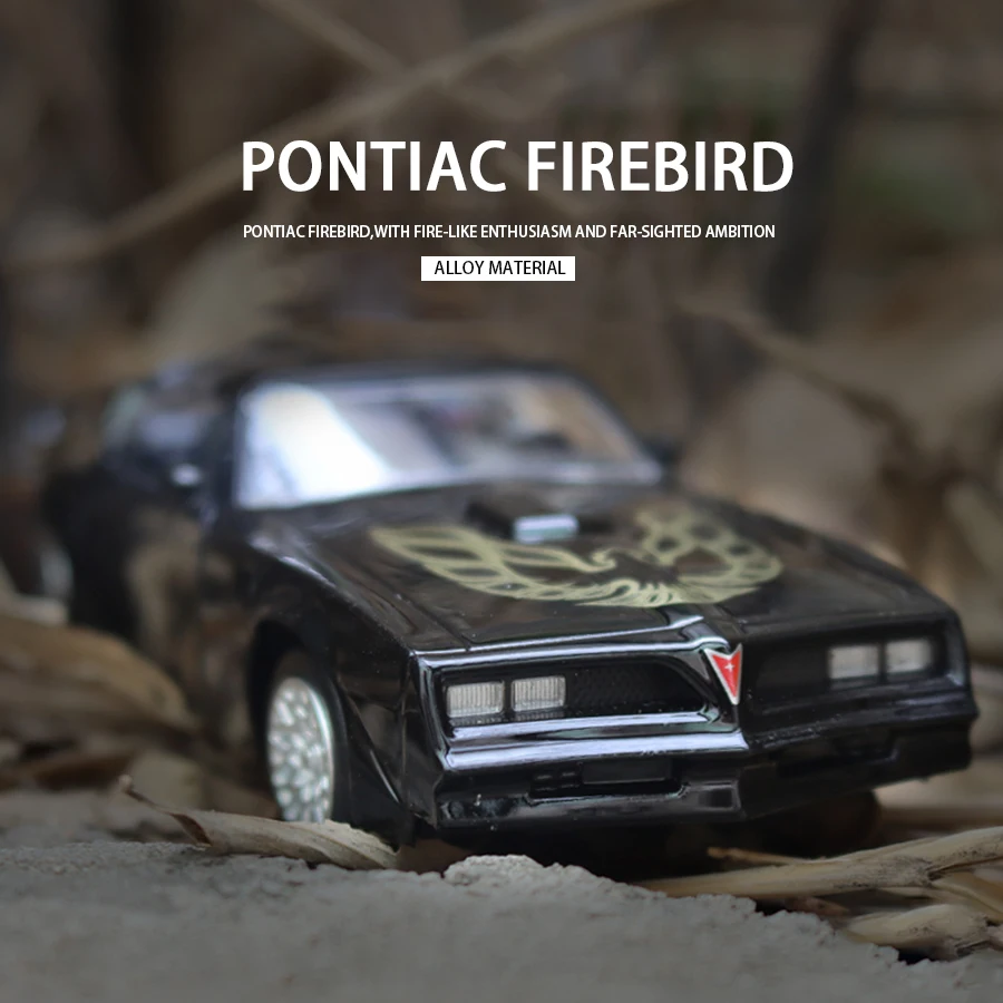 Pontiac-Coche de juguete de aleación Firebird para niños, modelo de Metal genuino, puerta abierta, función de retroceso, colección de regalos de cumpleaños, 1/36 - imagen 5