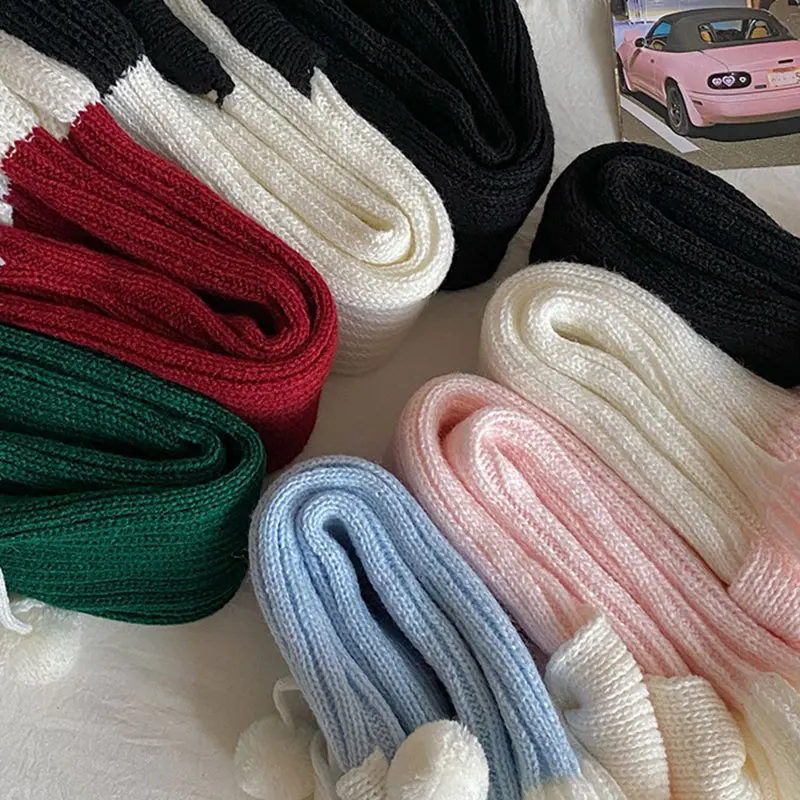 Calcetines sueltos coreanos Kawaii con bonito lazo para niños y niñas, calentadores de piernas con lazo de Lolita, mallas escolares cálidas de algodón y lana tejidas para niños - imagen 3