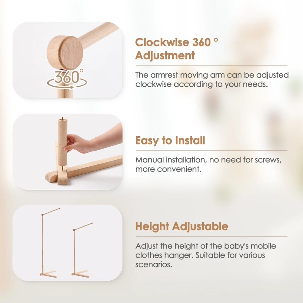 Móvil de madera con sonajeros para cuna – Decoración guardería - imagen 5