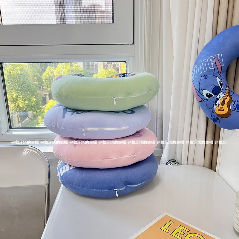 Disney Lilo & Stitch-almohada para el cuello en forma de U, cómodo estampado de dibujos animados de Ángel, almohada para siesta de viaje, avión, lavable para oficina - imagen 5