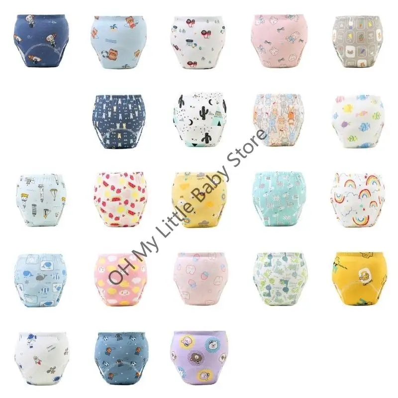 M76C Patrón dibujos animados Ropa interior entrenamiento para niños pequeños Pantalones pañales a prueba fugas