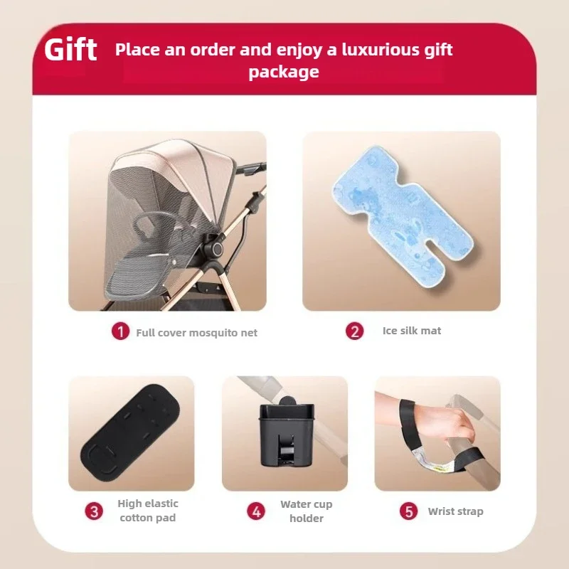 Cochecito de bebé ligero con absorción de impactos, adecuado para viajes al aire libre, respaldo ajustable, plegable con un solo toque - imagen 3