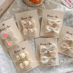 Pinzas para el pelo bebé con lazo de encaje y perlas