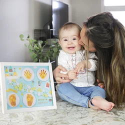 1 Juego de almohadillas de tinta con huella de mano para recién nacido, recuerdo seguro no tóxico, regalo de cumpleaños para bebé, registro de huellas de manos para recién nacido