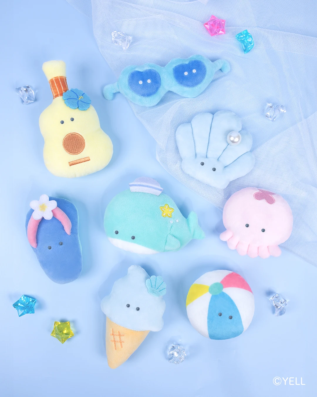 Yell 9,5 cm de peluche marino ojos redondos 25 tipos lindo gaviota axolotl helado velero tortuga aceite solar juguetes de peluche suaves colgante - imagen 4