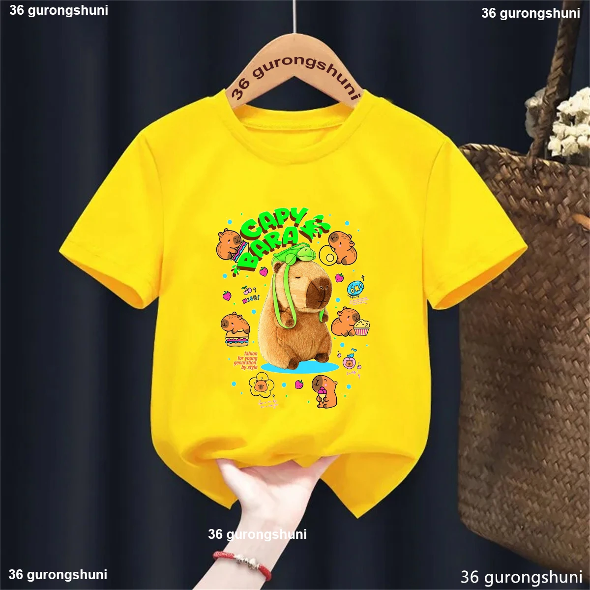 Camiseta con estampado de muñeco de capibara grande y bonito para amantes del capio, regalo para niños y niñas, ropa para niños, camisetas de manga corta Harajuku - imagen 2