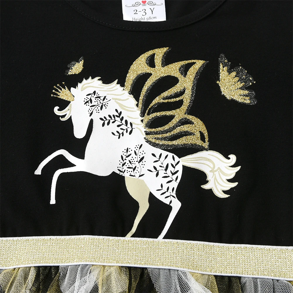 Dxton Vestido Princesa Algodón Malla Irregular para Niñas Fiesta Otoño - imagen 2