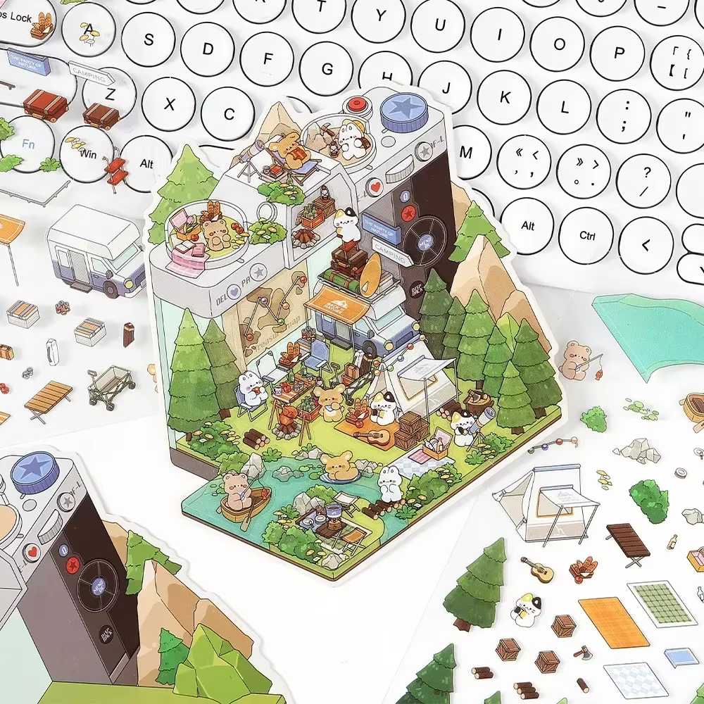 Infeelme PET 3D Pegatinas Scrapbooking – Paisaje y Dibujos Animados - imagen 5