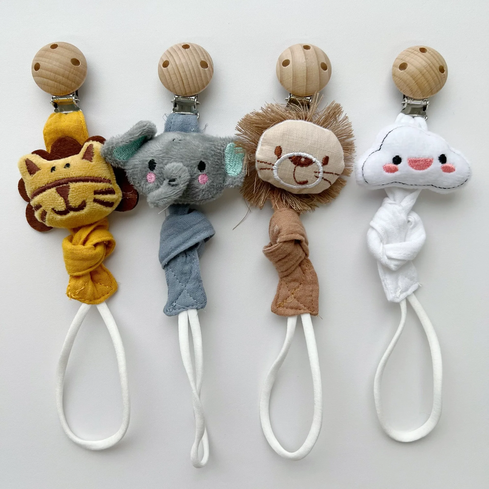 Clips de cadena para chupete de bebé de dibujos animados, soportes de cadena anticaída, Clips de dentición de animales Kawaii, juguetes mordedores, correa para chupete