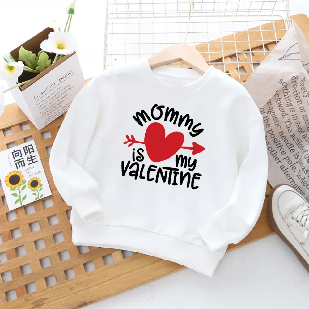 Sudadera con estampado de Hello Valentine para niños y niñas, jersey de manga larga con capucha para el Día de San Valentín, ropa de invierno - imagen 3