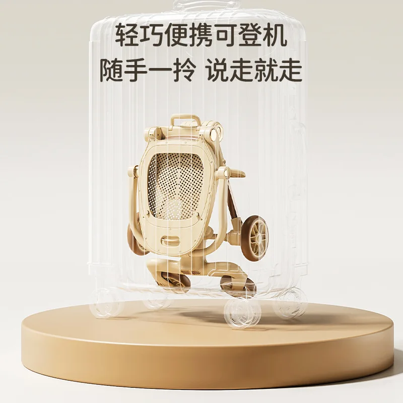 El dispositivo para caminar para bebés puede sentarse o acostarse, cochecito de bebé bidireccional plegable y ligero, vista alta, cuatro ruedas - imagen 3