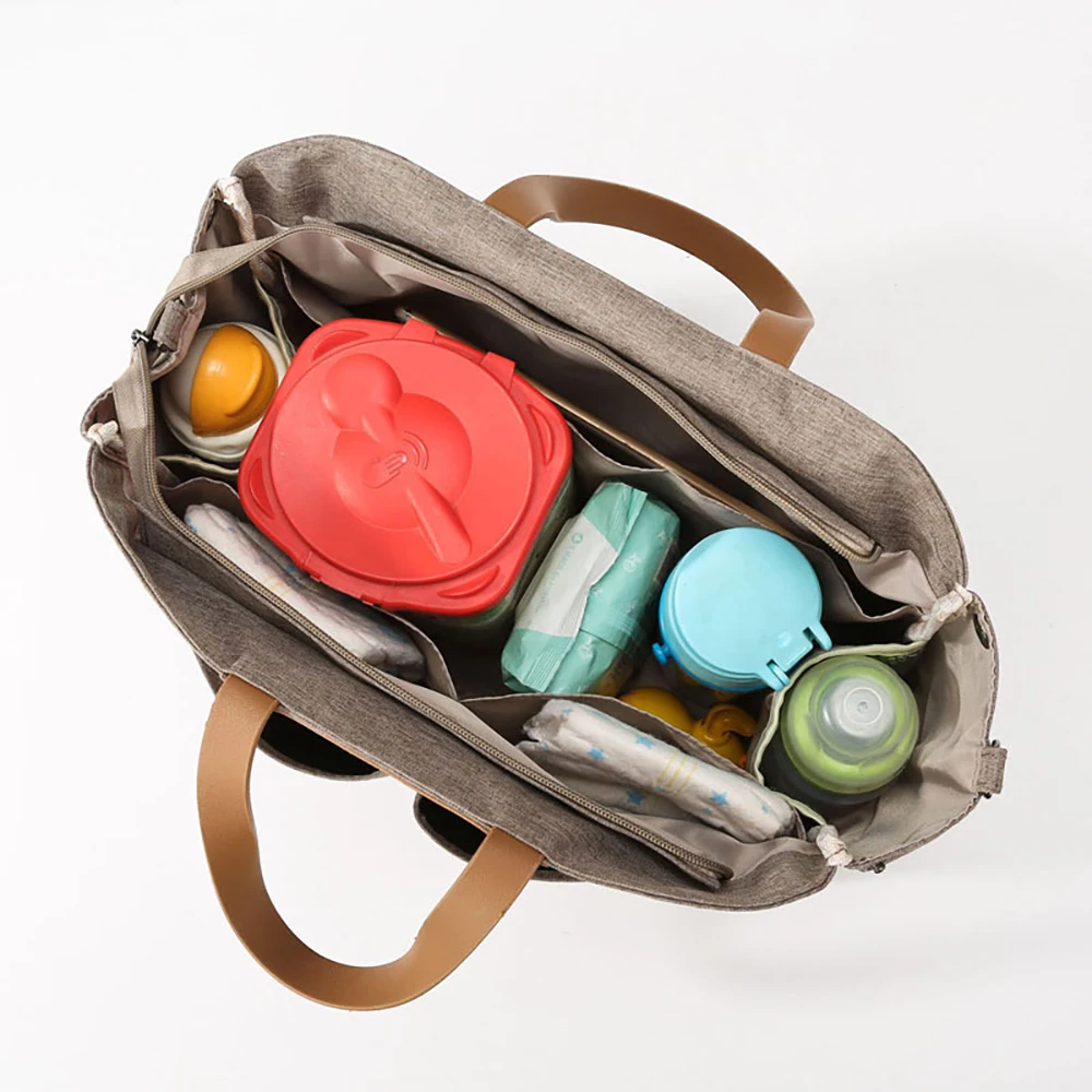 Bolso de pañales de lino ligero gran capacidad para bebé - imagen 3