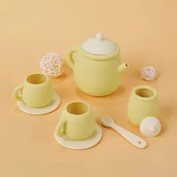 1 Juego de juego de té para el hogar para niños, juego de utensilios de cocina para té de la tarde, juguetes de cocina simulados, juguetes de iluminación sensorial Montessori para niños