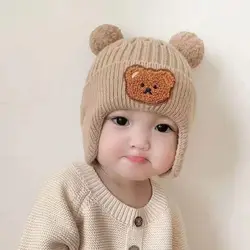 Gorro de punto con orejas de oso para bebé – Cálido invierno