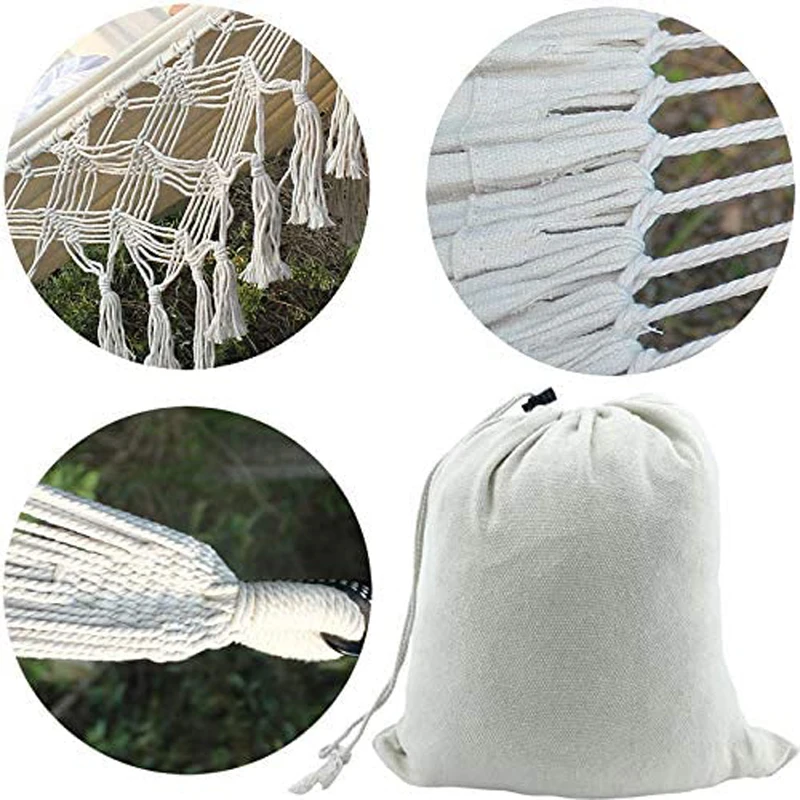 Hamaca bebé de algodón orgánico con flecos de macramé - imagen 3