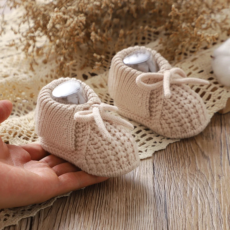 Botines de punto para bebé recién nacido, zapatos antideslizantes para primeros pasos, cómodos, de suela blanda, para interior y exterior - imagen 4