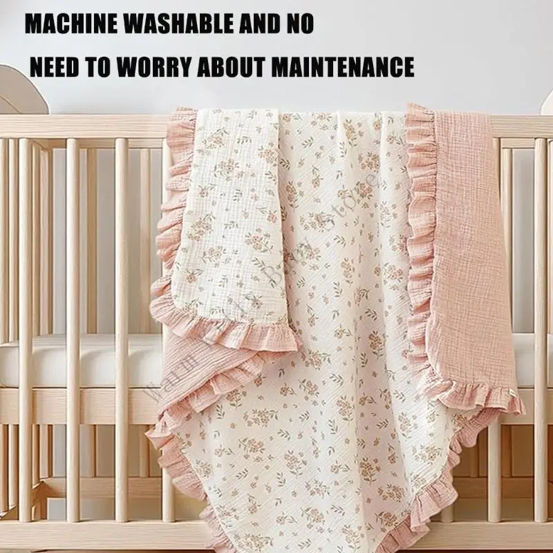 XXFE Gran 100x90cm Maneta algodón algodón para chicas con temas florales lavables - imagen 4