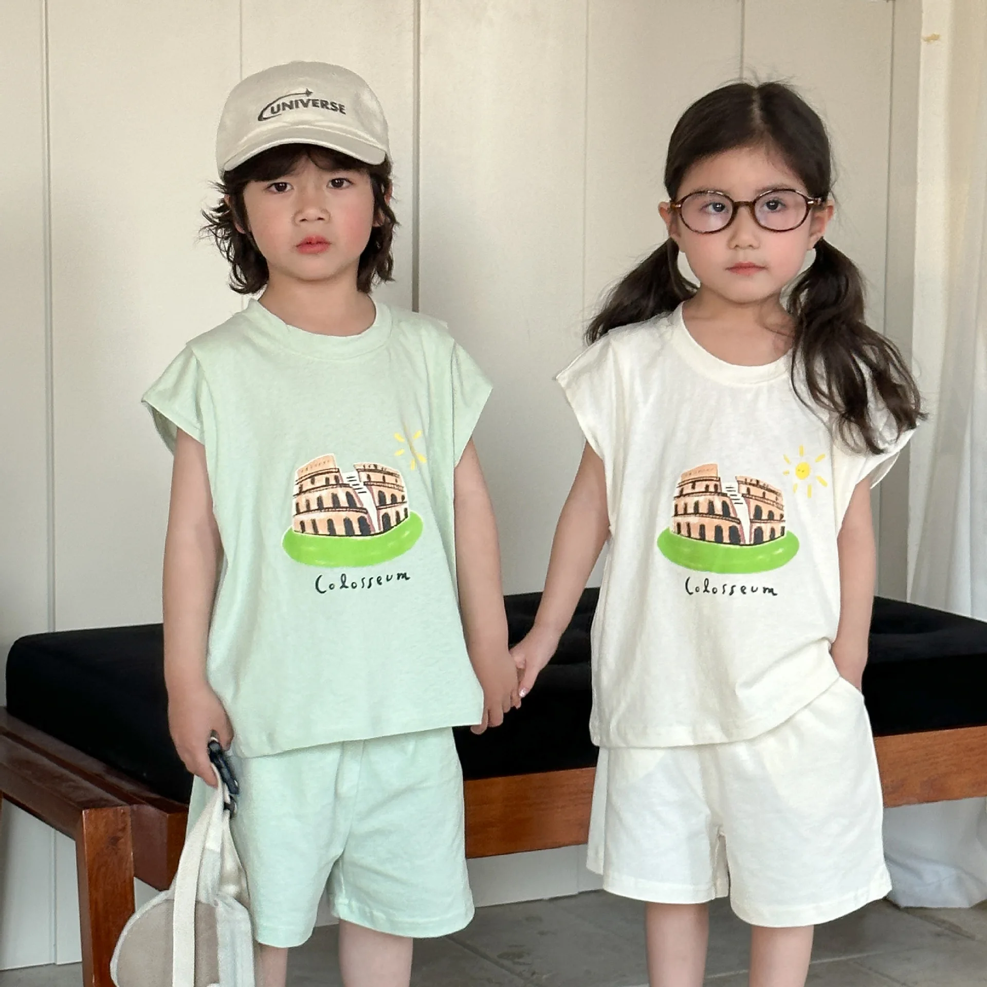 2 uds. Camiseta sin mangas con estampado bonito a juego para la familia de verano + Pantalones cortos, traje informal para niños y niñas - imagen 2