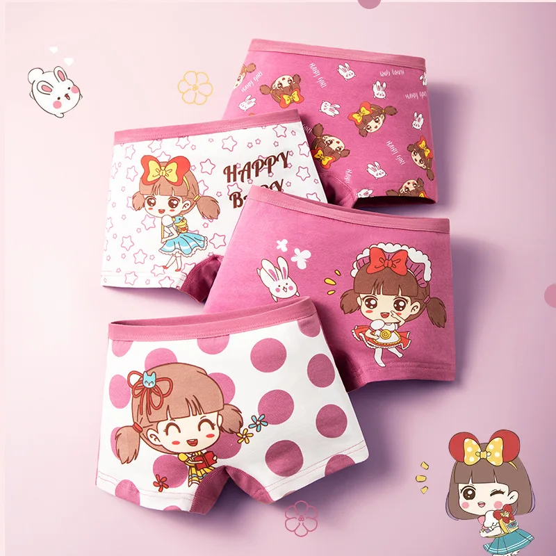Calzoncillos de algodón transpirables para niña con dibujos animados - imagen 4