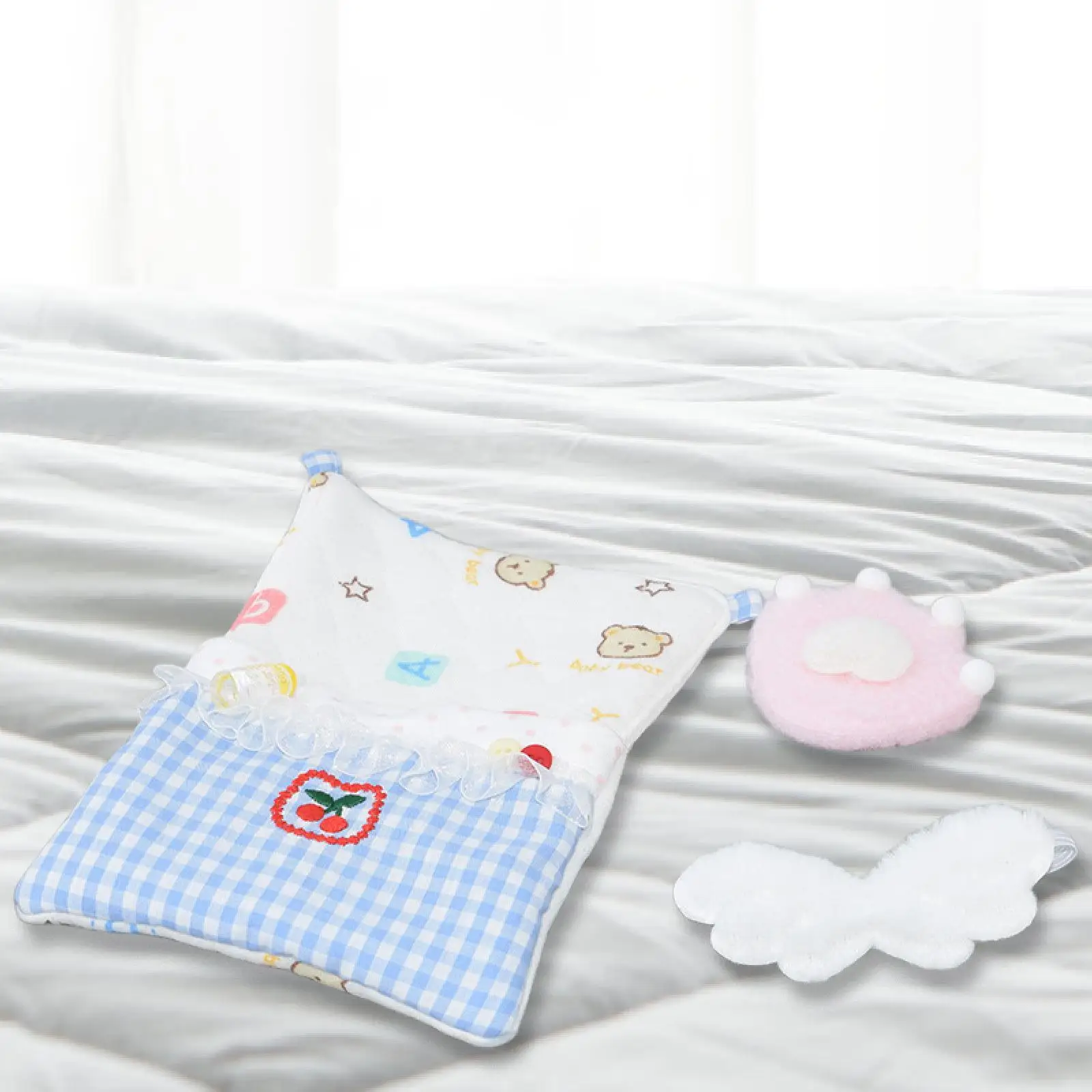 3 Pieces Doll Bedding Accessories Set,Doll Bed Accessories Quilt Pillow and Eye Mask Decorative Cute Comfort Pretend Play 3 Pieces Doll Bedding Accessories Set,Doll Bed Accessories Quilt Pillow and Eye Mask Decorative Cute Comfort Pretend Play