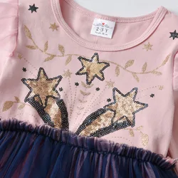 Vestido de princesa DXTON con lentejuelas y capa de tul para niñas