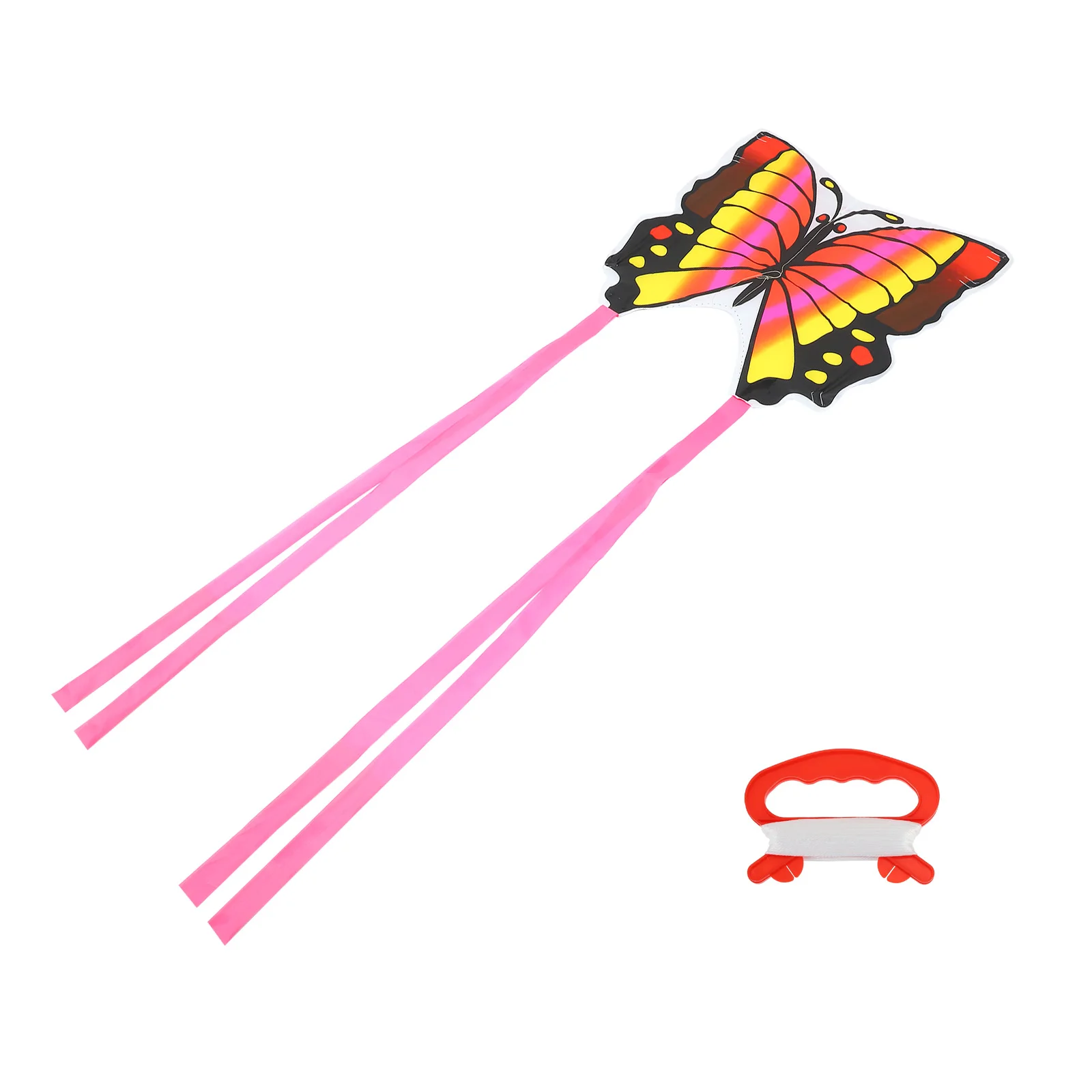 1 Juego de 1 Juego de cometa en forma de triángulo de colores brillantes para niños, peso ligero volador, cable de 30M incluido, cometa de mariposa de dibujos animados para niños - imagen 5