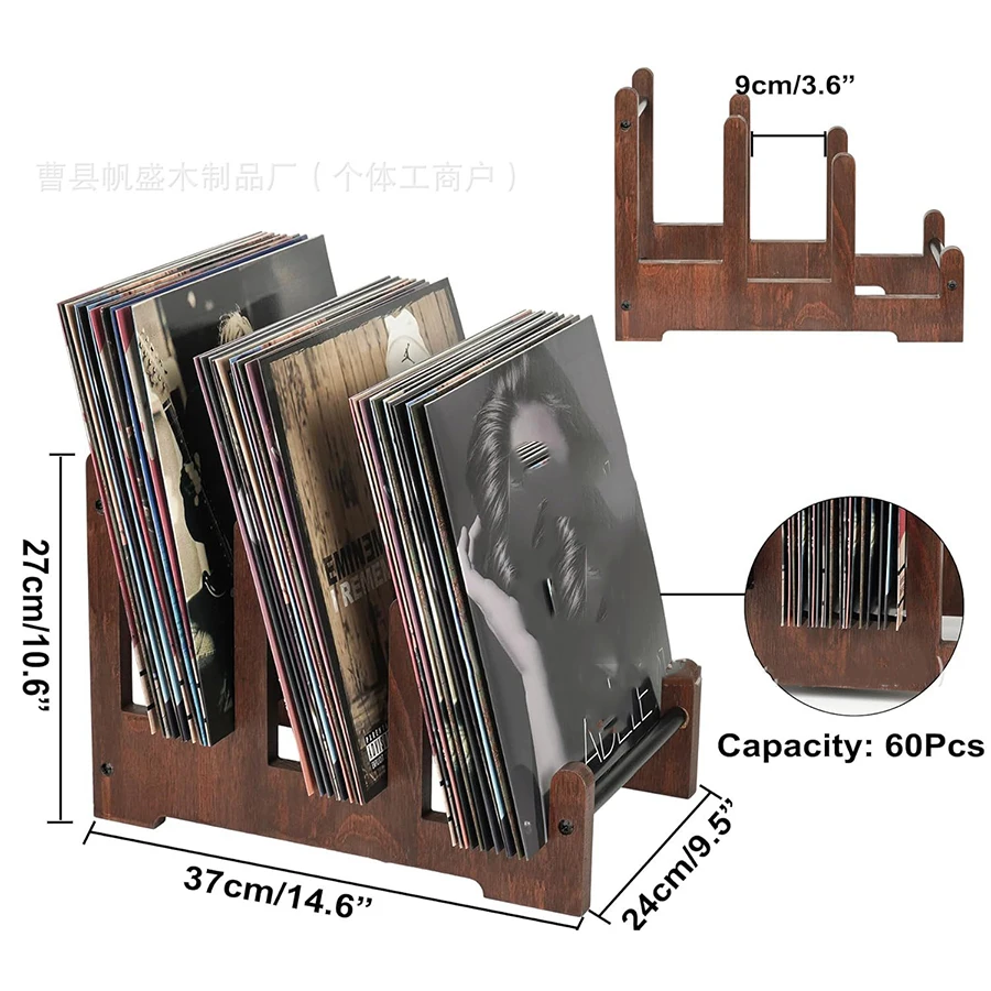Soporte de madera vintage para CDs – Almacenamiento-portátil - imagen 3
