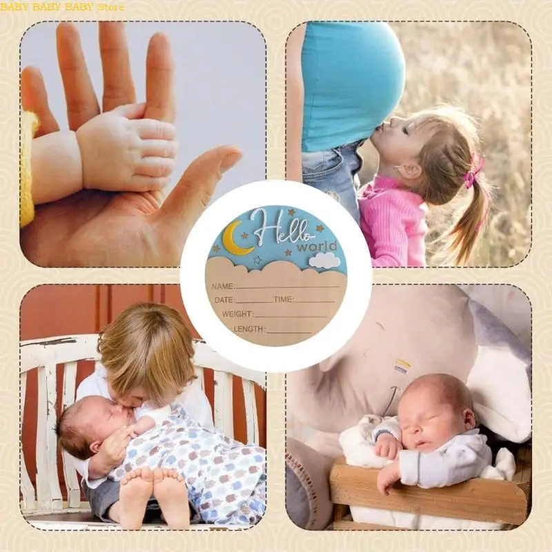 Q81A grabado Nombre del bebé Detalle nacimiento Memorial Memorial Redonde Nursery Decoración - imagen 3