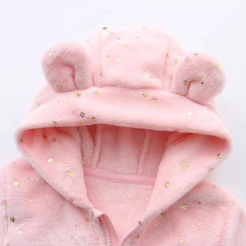Mameluco polar con sombrero para otoño-invierno, estrellas cálido