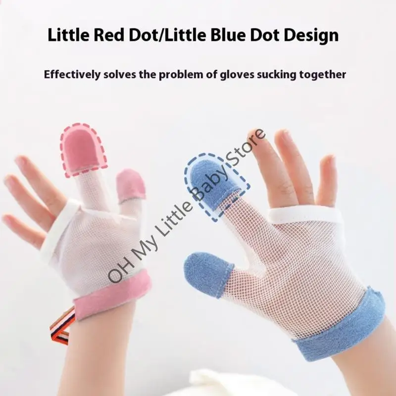 M76C Mitts para bebés ajustables para prevención chupas dedos, guantes protección mano física para bebés 6-24