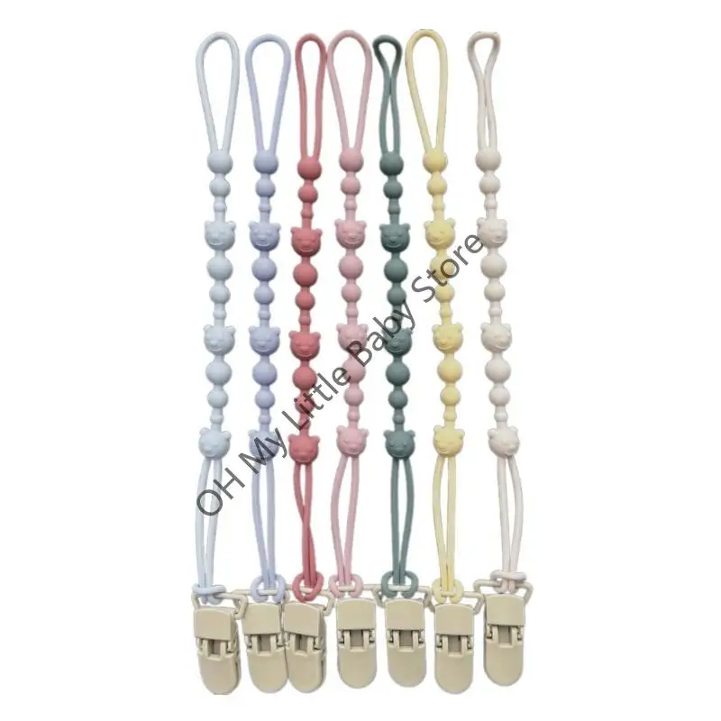 M76C Soft Silicone Baby Puppifier Cadena Titular dentición Topeador juguetes Pacificador Bear Clip - imagen 2