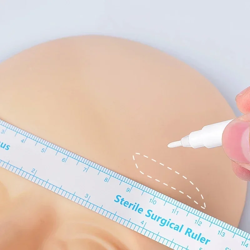 Accesorio de rotulador de piel de cejas quirúrgico blanco con regla de medición y posicionamiento de microblading - imagen 5