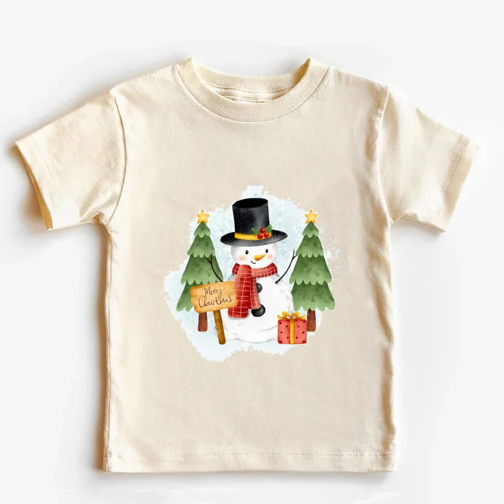 Camiseta de Navidad de Papá Noel para niños, traje de Navidad Retro, Tops infantiles, ropa - imagen 5