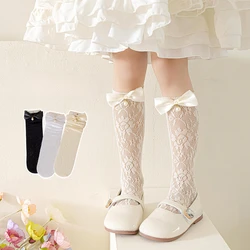 Calcetines para niños, calcetines finos de encaje con lazo de Lolita de verano para niñas, calcetines elegantes y bonitos para niñas, calcetines para niñas, calcetines para niños pequeños