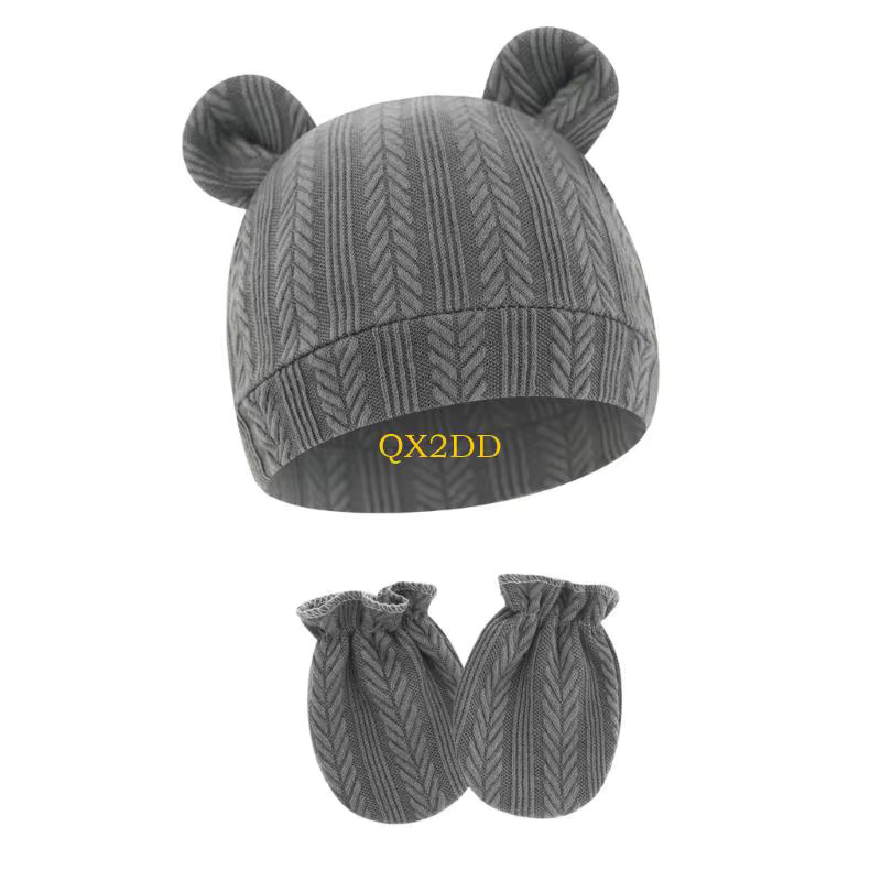 QX2D Guantes de bebé algodón transpirante - Mitones suaves oso - imagen 2