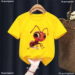 Camiseta de algodón estampado cocos para niño y niña manga corta verano