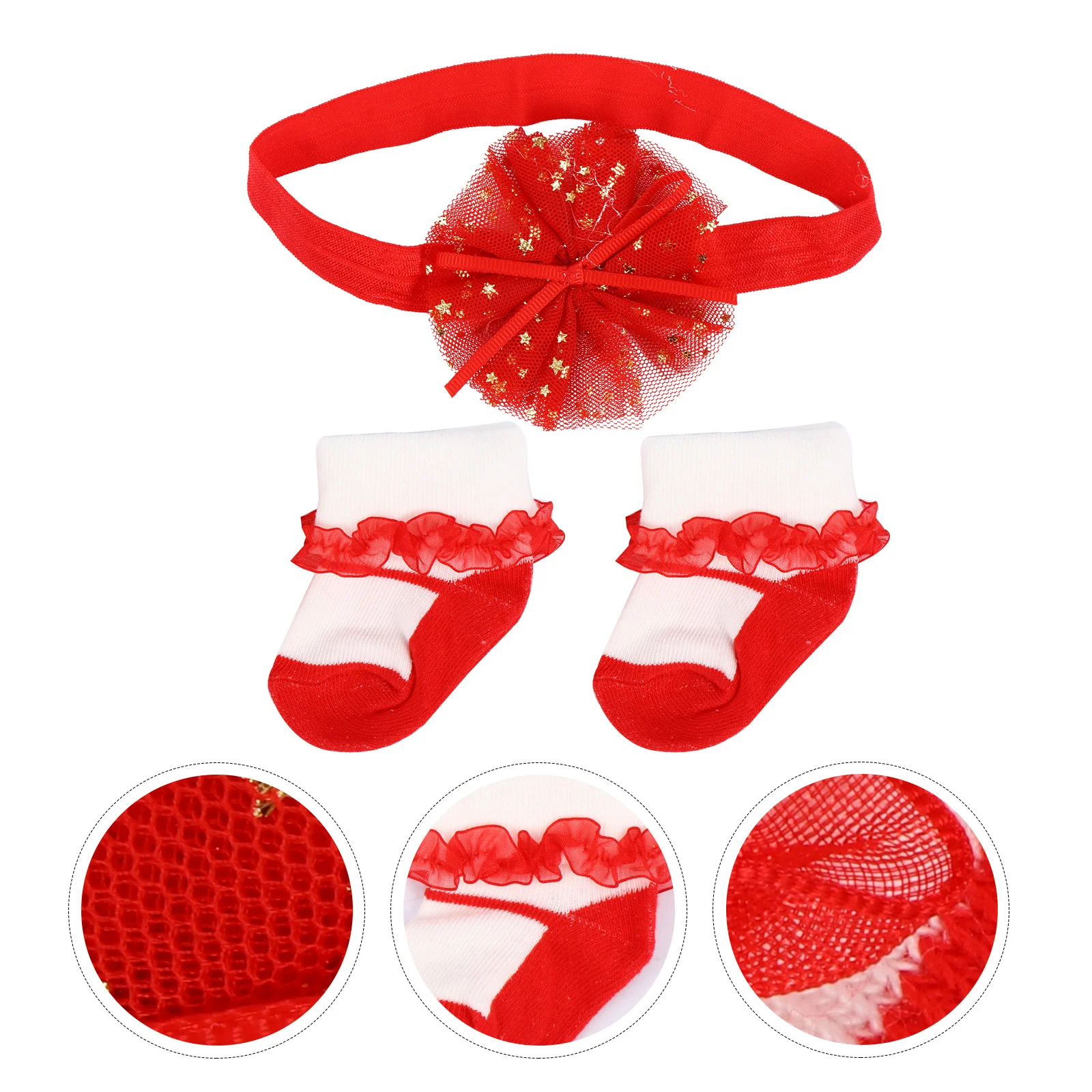 1 Juego de diadema y calcetines para bebé de 0 a 12 meses, diseño de flores de encaje, regalo elástico cálido para recién nacidos, diadema de moda para niñas y niños pequeños - imagen 4