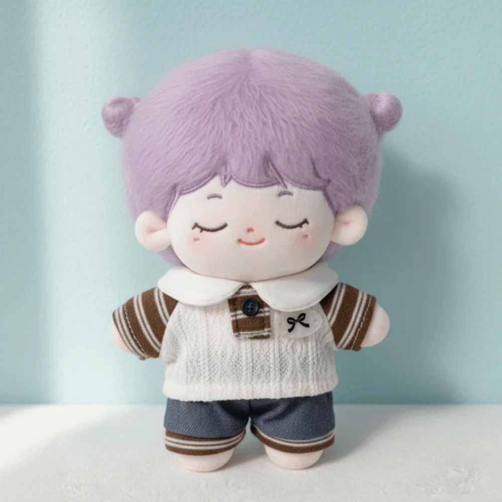 T-shirt 10cm coton poupée vêtements Style Preppy Shorts poupée vêtements tenue costume uniforme poupée habiller ensemble 10cm coton poupée - imagen 3