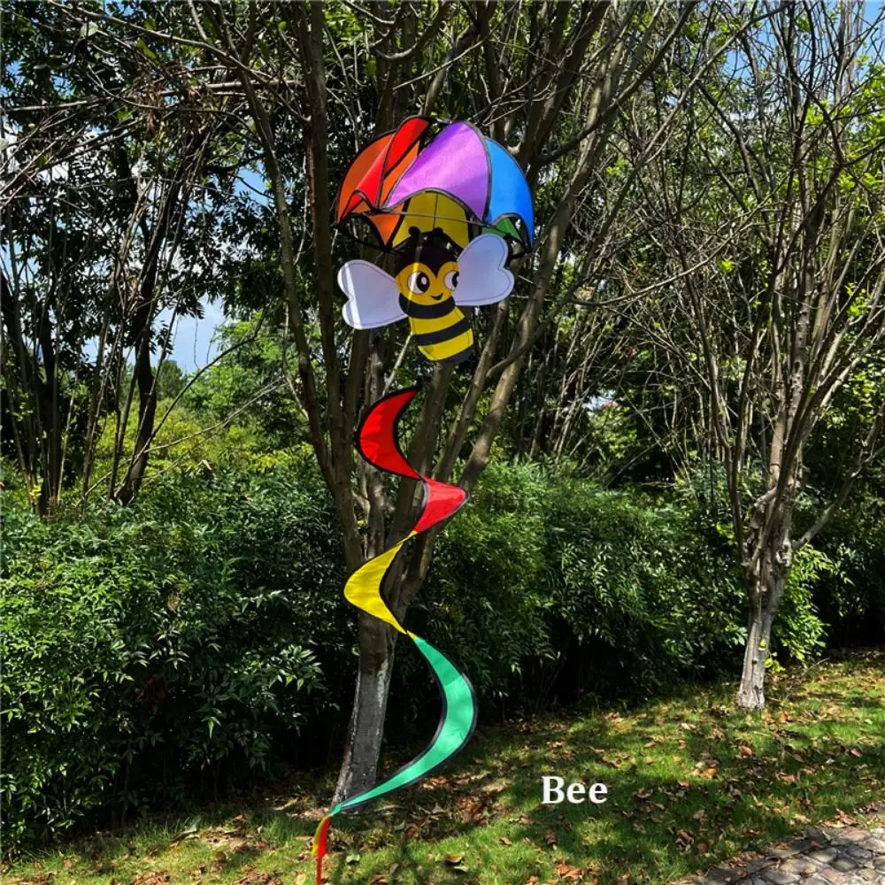 Colgante de paraguas de dibujos animados colorido, tela colgante no tóxica y plástico, tira de viento de paracaídas colorida Vintage, molino de viento giratorio - imagen 4