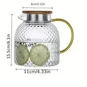 1pc glass pitcher with lid high borosilicate glass heavy duty water pitcher drink carafe for hot and cold beverges drinkware details 3
