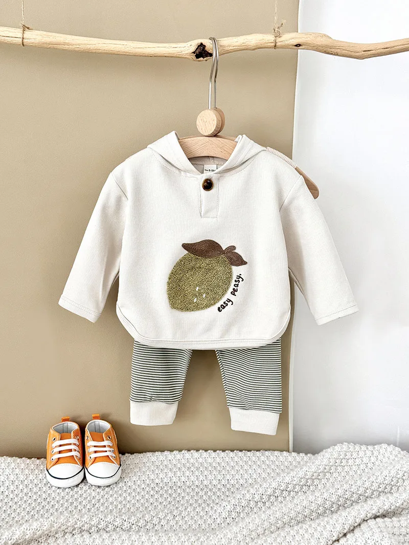 MILANCEL, nuevo conjunto de ropa de otoño para bebés de 6 a 3 años, sudadera con capucha y pantalones holgados de oso dulce para niñas, traje para niños pequeños versión coreana, 2 uds. - imagen 3