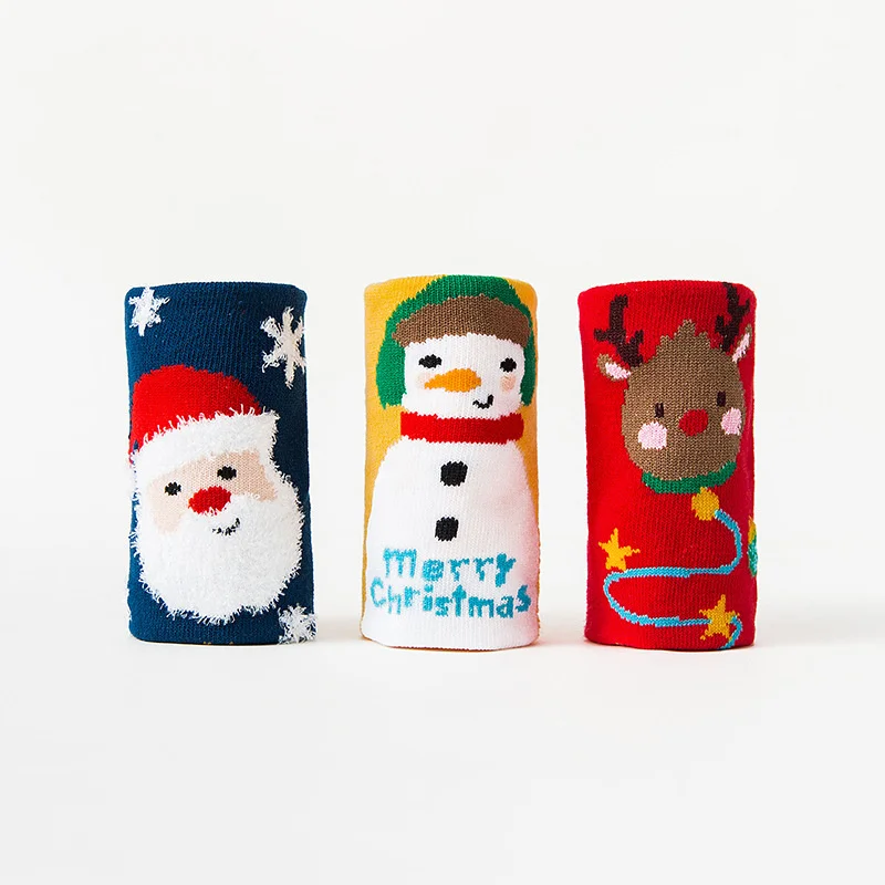 3 par/set Navidad niños niñas calcetín estampado Santa Claus alce Año nuevo calcetines para niños para niñas 1-12Y bebé niño calcetín regalo - imagen 2