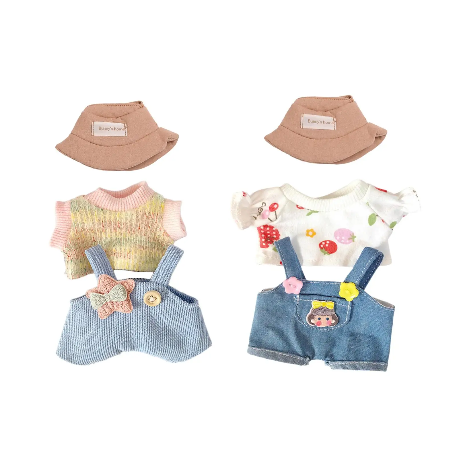 3x Mini 6 inch Doll Clothes Set Clothing Hat Adorable Girl Doll Clothes Doll Pants Outifits for Pendant Doll Kids Age 5-7 8-10
