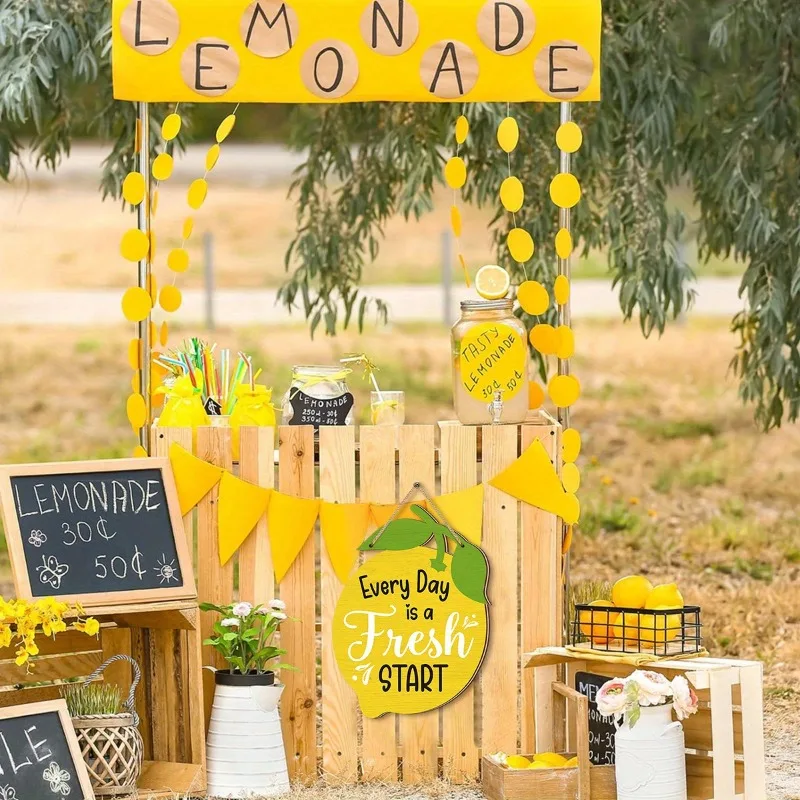 Letreros de limón de verano de madera duraderos, arte de pared divertido, adornos de pared de limón, tablero colgante de bienvenida de dibujos animados para fiesta en la habitación del hogar - imagen 4