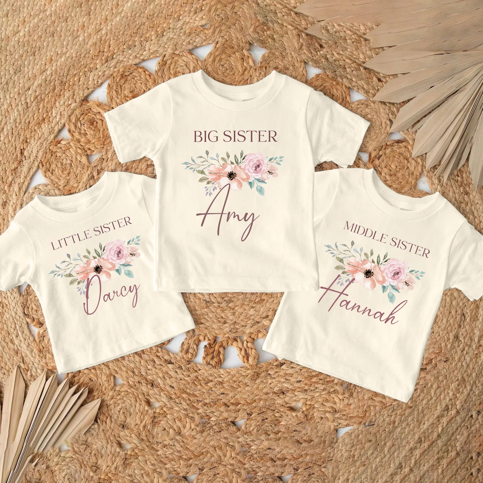 Camiseta personalizada a juego retro de manga corta para niños y niñas