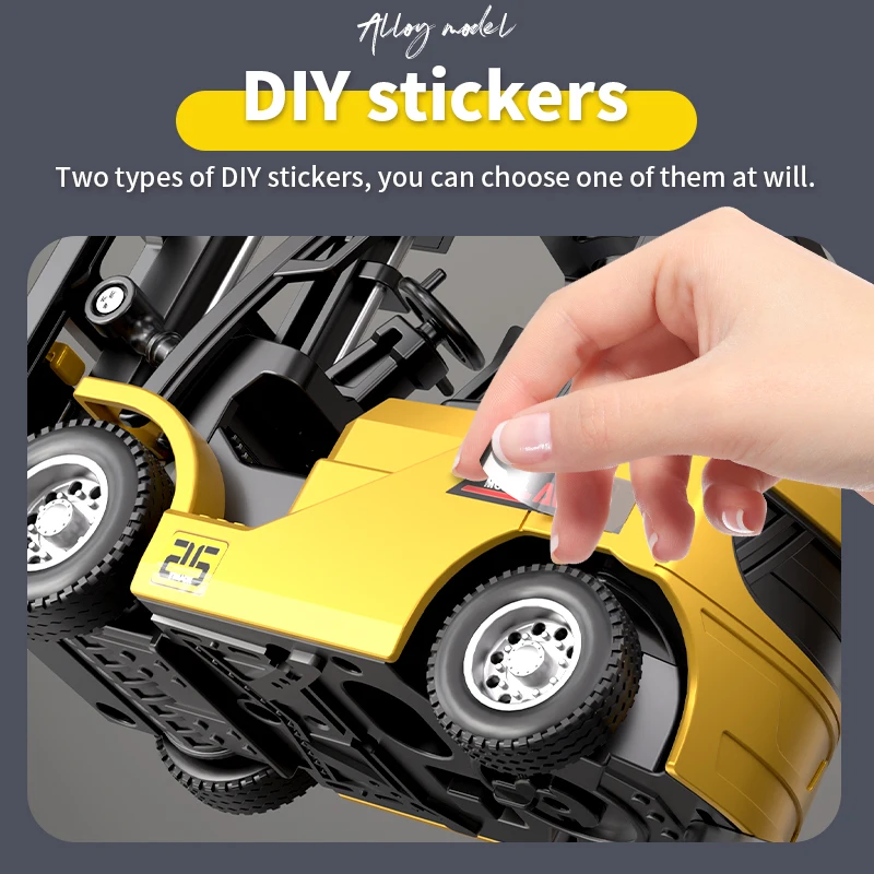 Carretilla elevadora RC de aleación 1:64 con remolque, modelo de juguete, luz de sonido, aplicación de conexión, colección de vehículos de construcción de ingeniería, Navidad - imagen 5